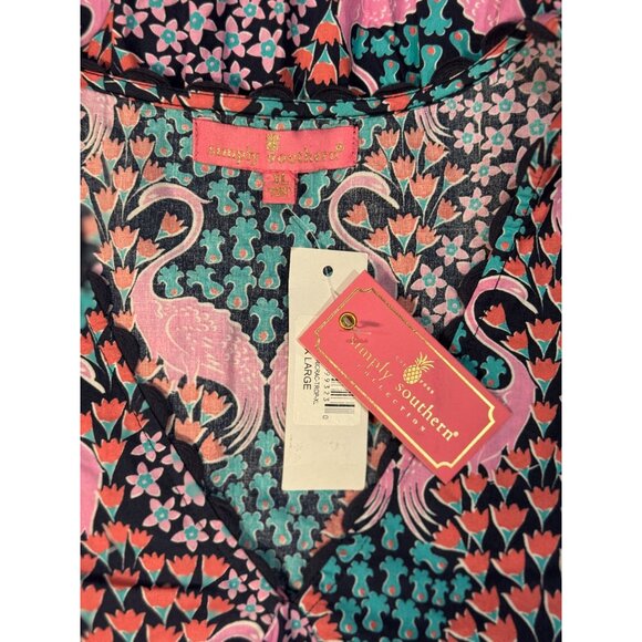 NEW Simply Southern Womens XL Ruffle Sleeve Flamingo Dress 100% Cotton Boho Chic - Picture 10 of 14
